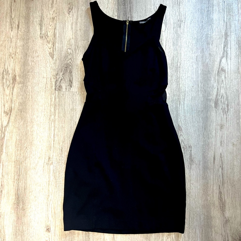 Express Black Midi Dress with Mesh accents